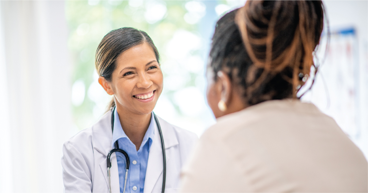 Woman doctor and patient